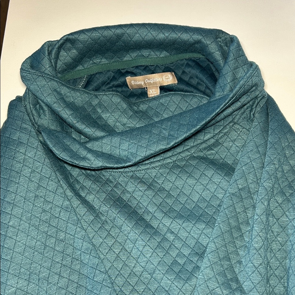 Quilted Cowl Neck Sweater - Teal